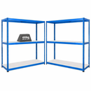 2x SX400 Industrial Shelving - 1677mm High - 400kg - Melamine - Blue