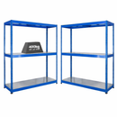 2x SX400 Industrial Shelving - 1677mm High - 400kg - Steel - Blue