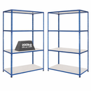 2x SX200 Industrial Shelving - 2440mm High - 200kg - Melamine - Blue