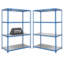 2x SX200 Industrial Shelving - 2440mm High - 200kg - Steel - Blue