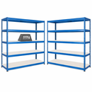 2x SX400 Industrial Shelving - 1677mm High - 400kg - Melamine - Blue