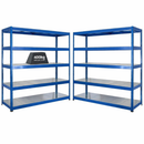 2x SX400 Industrial Shelving - 1677mm High - 400kg - Steel - Blue