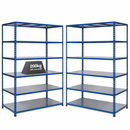 2x SX200 Industrial Shelving - 1830mm High - 200kg - Steel - Blue