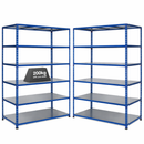 2x SX200 Industrial Shelving - 2440mm High - 200kg - Steel - Blue