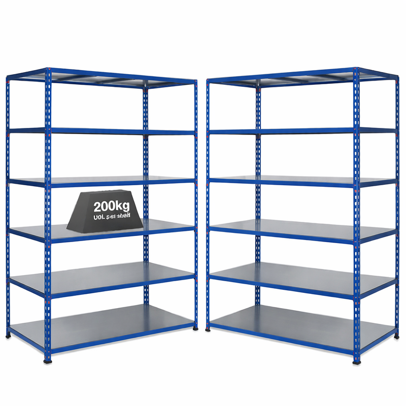 iron shelf 1200 L【引取り限定】 2x Storalex SX200 Steel Shelving 2440mm High 200kg Blue - Tufferman
