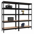 2x MSR Garage Shelving - 1800mm High - Up to 250kg - Elm Coated MDF Decks - Black