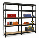 2x MSR Heavy Duty Shelving - 1800mm High - Up to 250kg - Elm Coated MDF Decks - Black