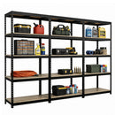 3x MSR Heavy Duty Shelving - 1800mm High - Up to 250kg - Elm Coated MDF Decks - Black