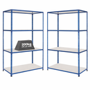 2x SX200 Industrial Shelving - 1830mm High - 200kg - Melamine - Blue