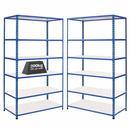 2x SX200 Industrial Shelving - 1830mm High - 200kg - Melamine - Blue