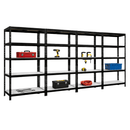 4x MSR Garage Shelving - 1800mm High - Up to 250kg - Light Larch Coated MDF Decks - Black