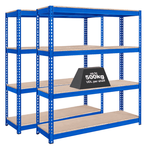 2x CRW Industrial Shelving - 2200mm High - 500kg - Blue