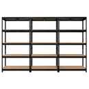 3x MSR Garage Shelving - 1800mm High - Up to 250kg - Elm Coated MDF Decks - Black