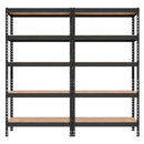 2x MSR Garage Shelving - 1800mm High - Up to 250kg - Elm Coated MDF Decks - Black