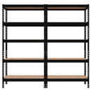 2x MSR Heavy Duty Shelving - 1800mm High - Up to 250kg - Elm Coated MDF Decks - Black