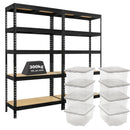 2x MSR Shelving Units - 1800mm High - Black with 8x 60L Wham Plastic Storage Boxes