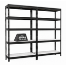2x MSR Heavy Duty Shelving - 1800mm High - Up to 250kg - Light Larch Coated MDF Decks - Black