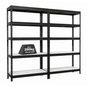2x MSR Heavy Duty Shelving - 1800mm High - Up to 250kg - Light Larch Coated MDF Decks - Black
