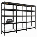 3x MSR Heavy Duty Shelving - 1800mm High - Up to 250kg - White Coated MDF Decks - Black