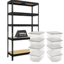 1x MSR Shelving Unit - 1800mm High - Black with 8x 60L Wham Plastic Storage Boxes