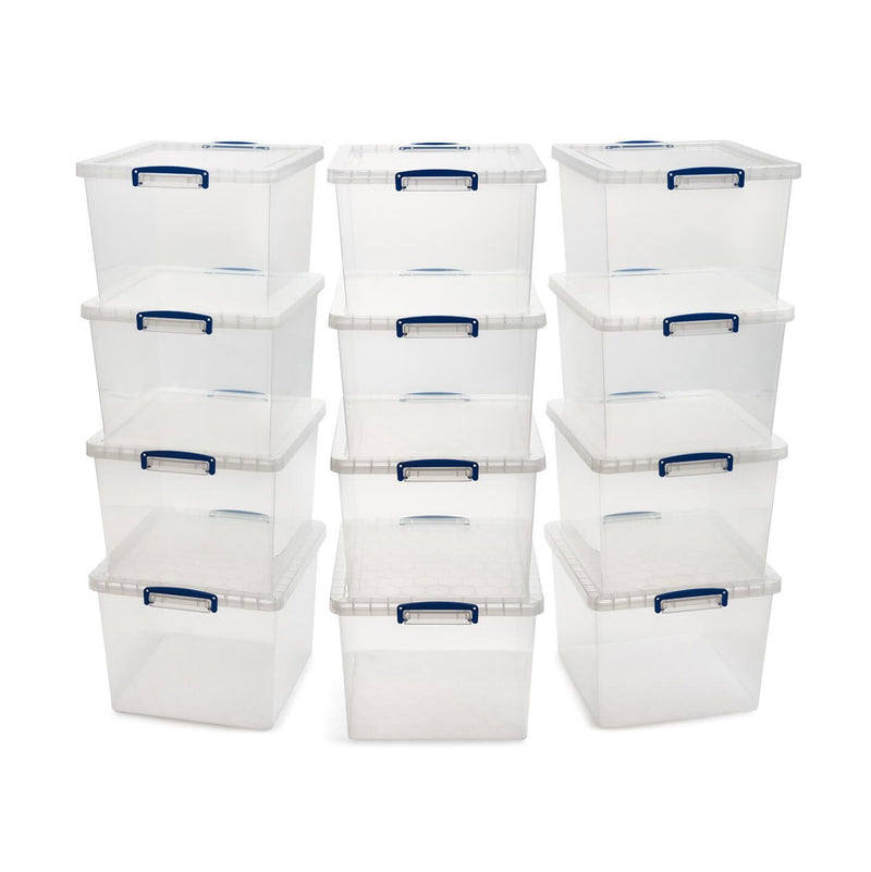 1x VRS Shelving Unit - 1600mm High - Blue with 12x 33.5L Really Useful Boxes