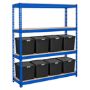 1x CRW Heavy Duty Shelving - 2000mm High - Blue with 8x 37L Wham DIY Plastic Storage Boxes