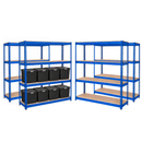 4x CRW Heavy Duty Shelving - 2200mm High - Blue with 8x 37L Wham DIY Plastic Storage Boxes