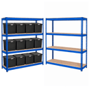 2x CRW Heavy Duty Shelving - 2200mm High - Blue with 12x 37L Wham DIY Plastic Storage Boxes
