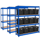 3x CRW Heavy Duty Shelving - 2000mm High - Blue with 12x 37L Wham DIY Plastic Storage Boxes