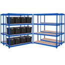4x CRW Heavy Duty Shelving - 2200mm High - Blue with 12x 37L Wham DIY Plastic Storage Boxes
