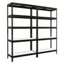 2x MSR Heavy Duty Shelving - 1800mm High - Up to 250kg - White Coated MDF Decks - Black