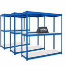 3x SX400 Industrial Shelving - 1980mm High - 400kg - Melamine - Blue