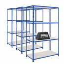 3x SX200 Industrial Shelving - 2440mm High - 200kg - Melamine - Blue