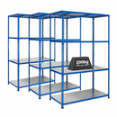3x SX200 Industrial Shelving - 2440mm High - 200kg - Steel - Blue