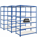 3x SX200 Industrial Shelving - 2440mm High - 200kg - Melamine - Blue