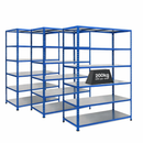 3x SX200 Industrial Shelving - 2440mm High - 200kg - Steel - Blue