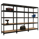 3x MSR Garage Shelving - 1800mm High - Up to 250kg - Elm Coated MDF Decks - Black