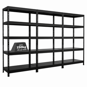 3x MSR Metal Shelving - 1800mm High - Up to 150kg - Steel Decks - Black