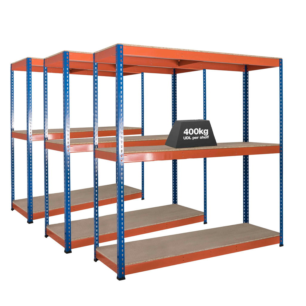 Sp80 Racking 3x Storalex SX400 Industrial Shelving 1980mm High 400kg - Tufferman