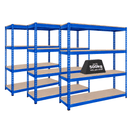 3x CRW Industrial Shelving - 2200mm High - 500kg - Blue