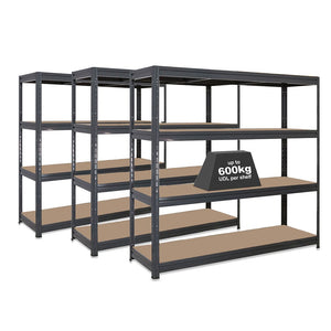 3x HRX Heavy Duty Shelving - 1770mm High - up to 600kg - Grey
