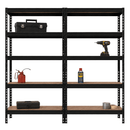 2x MSR Heavy Duty Shelving - 1800mm High - Up to 250kg - Elm Coated MDF Decks - Black