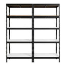 2x MSR Garage Shelving - 1800mm High - Up to 250kg - White Coated MDF Decks - Black