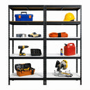 2x MSR Heavy Duty Shelving - 1800mm High - Up to 250kg - White Coated MDF Decks - Black