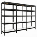 3x MSR Heavy Duty Shelving - 1800mm High - Up to 250kg - White Coated MDF Decks - Black