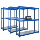 3x SX400 Industrial Shelving - 2440mm High - 400kg - Steel - Blue