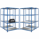 4x SX200 Industrial Shelving - 2440mm High - 200kg - Steel - Blue
