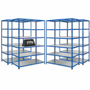 4x SX200 Industrial Shelving - 2440mm High - 200kg - Steel - Blue