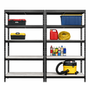 2x MSR Heavy Duty Shelving - 1800mm High - Up to 250kg - Light Larch Coated MDF Decks - Black