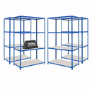 4x SX200 Industrial Shelving - 1830mm High - 200kg - Melamine - Blue
